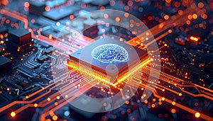 Futuristic AI Brain Processor with Neural Network Circuit and Artificial Intelligence Technology