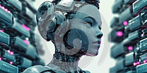 Futuristic AI Coding Agent With Digital Code, Artificial Intelligence And Tech Innovation