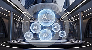 Futuristic AI Concept: Spheres of Artificial Intelligence