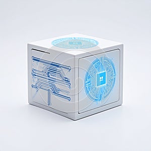 Futuristic AI Core Cube Glowing with Data