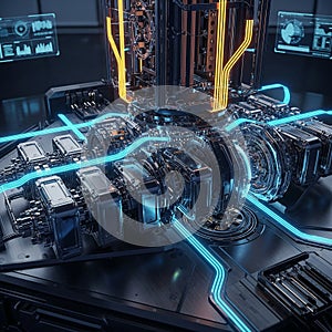 Futuristic AI Core Processing Unit with Glowing Circuits