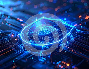 Futuristic AI Cyber Security Shield Interface with Digital Data Protection Network and Advanced Technology