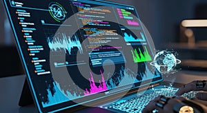Futuristic AI and Global Data Analysis Interface