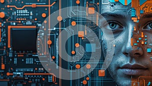 Futuristic AI and Human Integration Concept