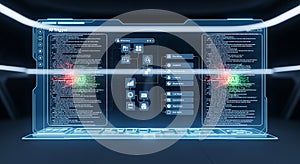 Futuristic AI Interface Displaying Complex Data and Algorithms