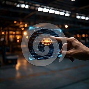 Futuristic ai interface holographic display interaction