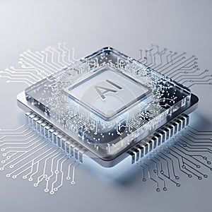 Futuristic AI Microchip with Glowing Circuitry and Data Connections artificial intelligence