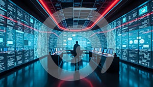 Futuristic AI Network Control Room
