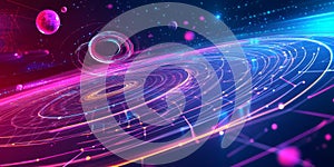 A futuristic AI-powered interstellar navigation system, featuring glowing cybernetic deep-space