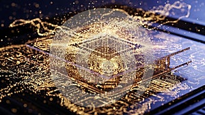 Futuristic AI Processor Core with Digital Data Flow