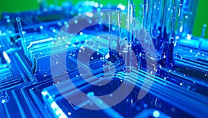 Futuristic AI Processor Core Glowing Blue