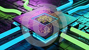 Futuristic AI Processor Core with Glowing Circuits