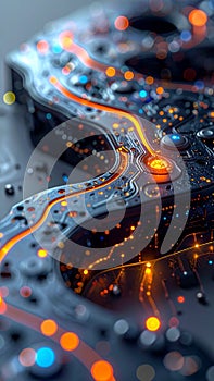 Futuristic AI Processor with Glowing Circuits