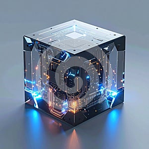 Futuristic AI Quantum Computer Core