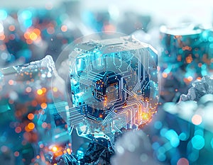 Futuristic AI Quantum Data Cube with Blockchain Digital Technology