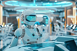 Futuristic AI Robot in High-Tech Office