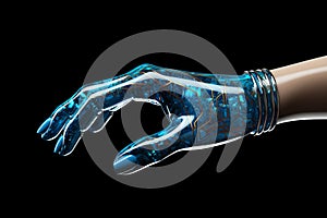 Futuristic AI. Robotic Hand, Human-Like Robot, Technology Advancement, Science Connection