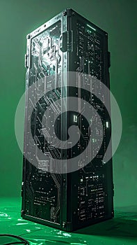 Futuristic AI Supercomputer Server Monolith