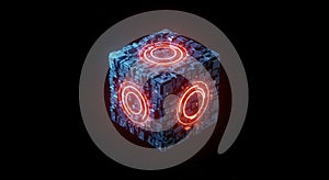 Futuristic AI Tech Cube with Glowing Core