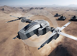 Futuristic Air Combat Over Desert