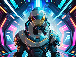 Futuristic Alien Commander: Mastering Advanced Tech in a Cosmic Neon Frontier