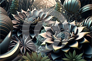 Futuristic alien flowers, science fiction flowers