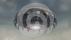 Futuristic alien Spaceship and sky