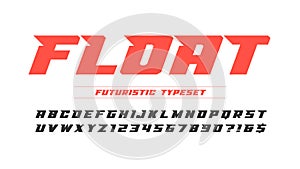 Futuristic alphabet design, typeface, letters and numbers.