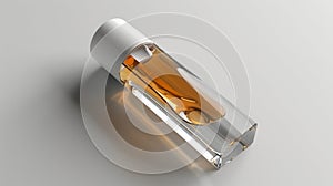 Futuristic Amber Perfume Bottle with Metallic Accents