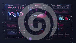 Futuristic analytics dashboard interface design showcasing real-time data visualization