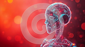 Futuristic android contemplating the future of artificial intelligence