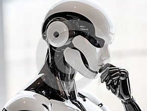 Futuristic android contemplating the future