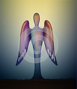 Futuristic angel, contemporary art Christmas sculpture, christianity Christmas symbol,