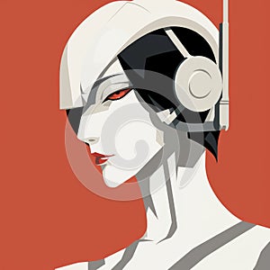 Futuristic Anime Character With Headphones De Stijl Influence