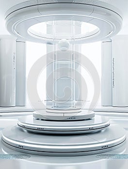 Futuristic Architectural Platform Design in Pristine White. Generative ai