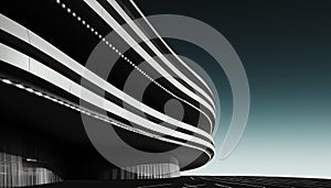 Futuristic architecture abstract design, modern shape, illuminated skyscraper generated by AI