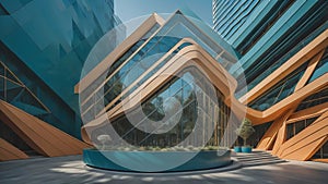 Futuristic architecture building in the city background. generative ai