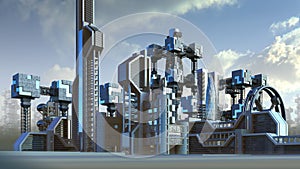 Futuristic architecture of a city skyline