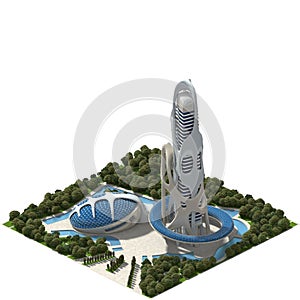 Futuristic Architecture for a 3D Dimetric Game