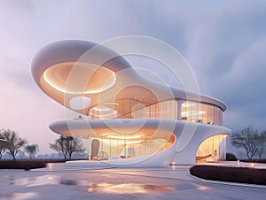 Futuristic Architecture Design at Twilight