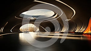 Futuristic architecture with fluid design, organic shapes and curved lines