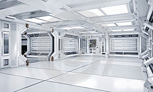 Futuristic Architecture Sci-Fi Hallway and Corridor Interior, 3D Rendering