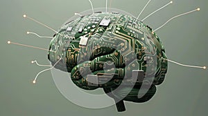 Futuristic Artificial Intelligence Brain Concept with Circuitry Design