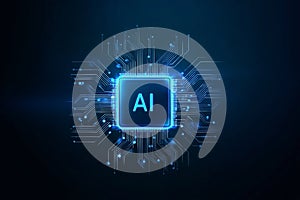 Futuristic artificial intelligence circuitry illuminating modern technology