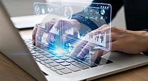 Futuristic Artificial Intelligence Data Dashboard for Business Analytics