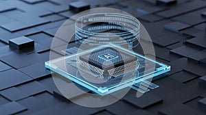 A close-up view of a central processing unit with the letters AI