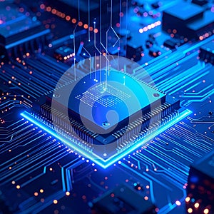 Futuristic Artificial Intelligence Processor Chip On Digital Circuit Board AI Computing Semiconductor Technology