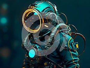 a futuristic astronaut suit with advanced technology