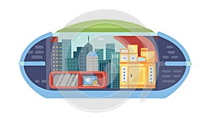 Futuristic autonomous car interior: sleek design and advanced UI, vector design Generative AI