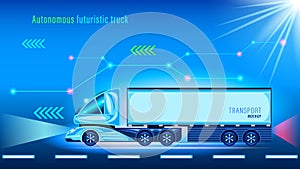 Futuristic autonomous smart futuristic truck Unmanned vehicle